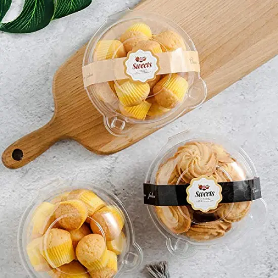 150 Pieces Individual Cupcake Holder, Thick Clear Plastic Dome Single Cupcake Carrier Muffin Container Holders Cases Boxes Cups for Sandwich, Hamburgers, Fruit, Salad, Party Favor Cake {4}