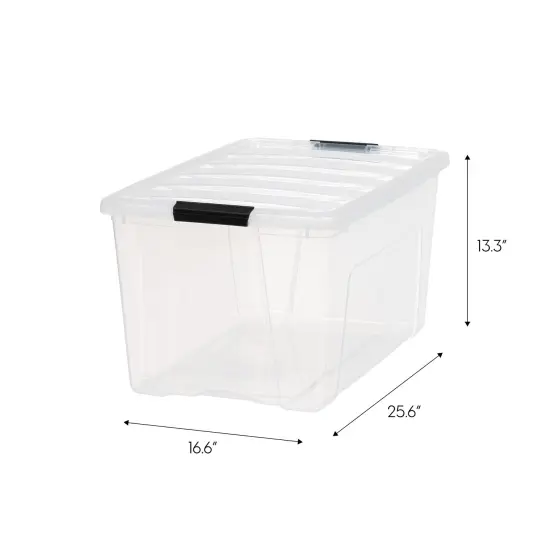 IRIS USA 72 Quart Stackable Plastic Storage Bins with Lids and Latching Buckles, 4 Pack - Clear, Containers with Lids and Latches {5}