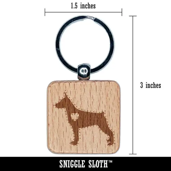 Miniature Pinscher Min Pin Dog with Heart Engraved Wood Square Keychain Tag Charm {2}
