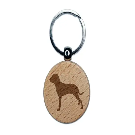 Bracco Italiano Dog Solid Engraved Wood Round Keychain Tag Charm {1}