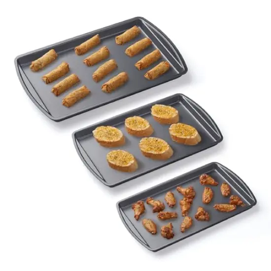 (Set of 3)Cookie & Baking Sheets&ndash; Non-Stick Coated Steel, Dishwasher Safe, Oven Safe up to 450 Degrees, includes Large/Med/Small Pans {5}