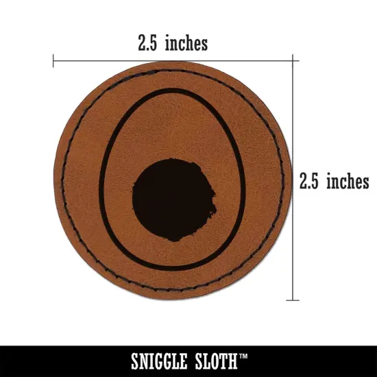 Egg and Yolk Round Iron-On Engraved Faux Leather Patch Applique - 2.5" Brown {2}