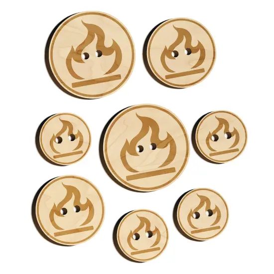 Flammable Fire Icon Wood Buttons for Sewing Knitting Crochet DIY Craft {7}