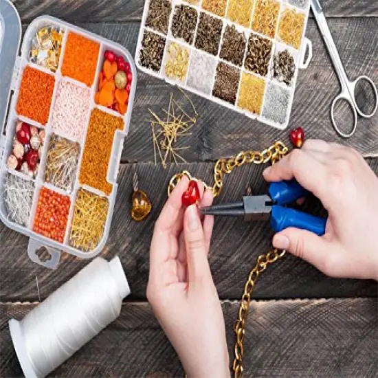 2880 Pieces Jewelry Making Findings Supplies Kit with Open Jump Rings, Lobster Clasps, Crimp Beads, Screw Eye Pins, Head Pins, Earing Hooks and Earing Backs {3}