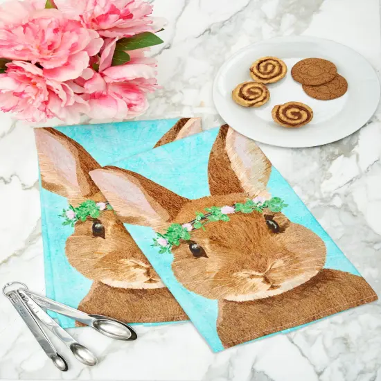 Clover Easter Bunny Rabbit Spring Printed Flour Sack Kitchen Dishtowel {4}
