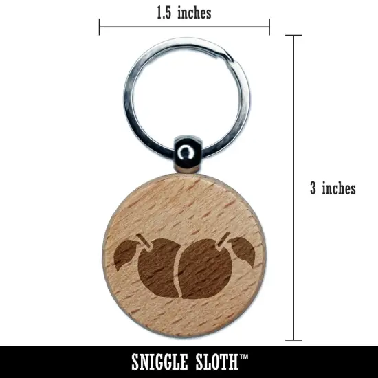 A Pair of Lemons Engraved Wood Round Keychain Tag Charm {2}