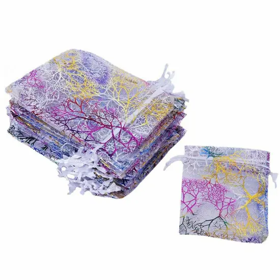 Kitcheniva 100 Pcs Coralline Organza Favor Drawstring Gift Bags DIY White {1}