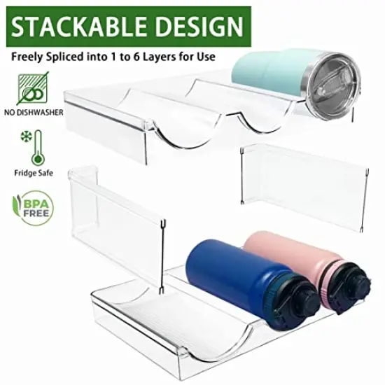 Water Bottle Organizer, Stackable Kitchen Pantry Organization and Storage Shelf, Plastic Holder for Fridge Kitchen Cabinet Organizer and Storage, Tumbler Travel Mug Cup Organizer {6}