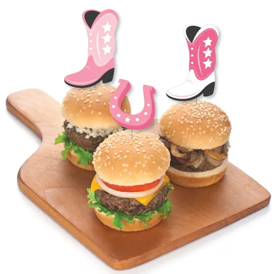 Big Dot of Happiness Rodeo Cowgirl - Dessert Cupcake Toppers - Pink Western Party Clear Treat Picks - Set of 24 {7}