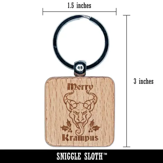 Merry Krampus Christmas Folklore Engraved Wood Square Keychain Tag Charm {2}