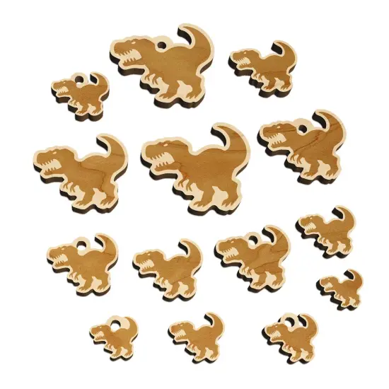 Tyrannosaurus Rex Silhouette Mini Wood Shape Charms Jewelry DIY Craft {7}
