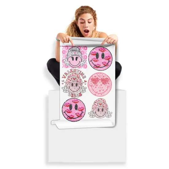 Valentine's Smiley Face Sequin Glitter Faux Sparkle: 22x30 Direct-to-Film Mini Gang Sheets {1}