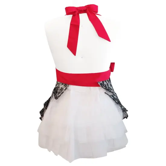 Wrapables Classic Vintage Apron, Stylish Cooking Apron, Mysterious Black Lace {3}