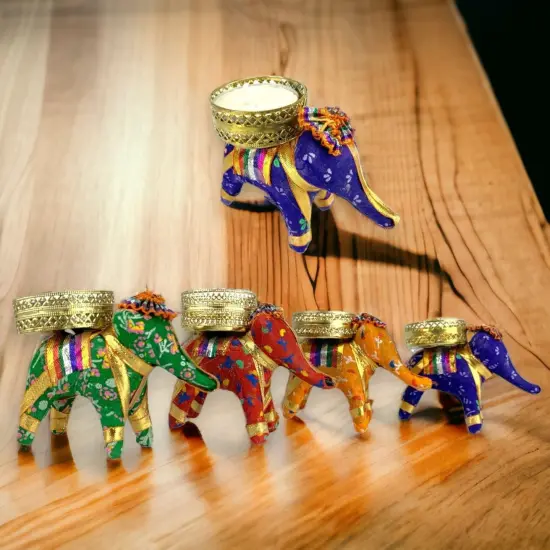 Diwali Gift Hamper Elephant Tealight Candle Holder Diwali Gift Boxes Indian Festival Best Wishes Christmas Hamper Basket for Employees Home Office Friends Family & Relatives - Return Gift {3}