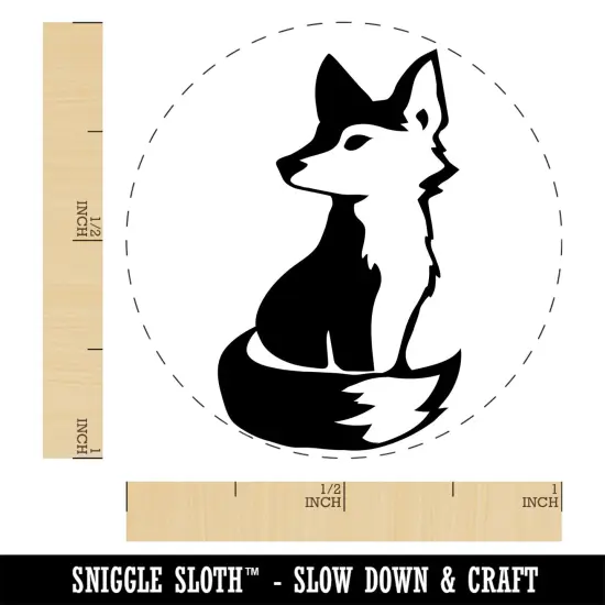 Curious Fox Sitting Looking Back Self-Inking Rubber Stamp Ink Stamper for Stamping Crafting Planners Purple {1}