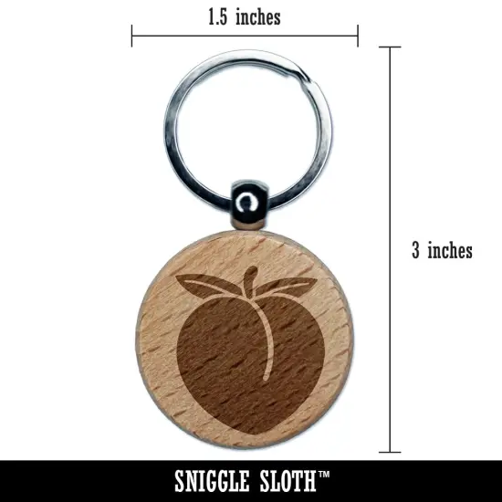 Plump Peach Solid Engraved Wood Round Keychain Tag Charm {2}
