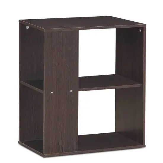 2-Tier Side End Table with Storage Shelves Brown {1}