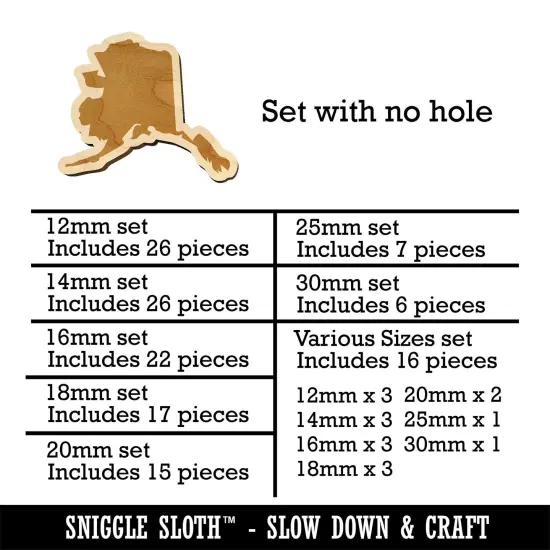 Alaska State Silhouette Mini Wood Shape Charms Jewelry DIY Craft {1}