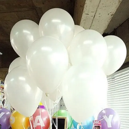 100pcs 10 inch Pearl Latex Colorful Thickening White {3}