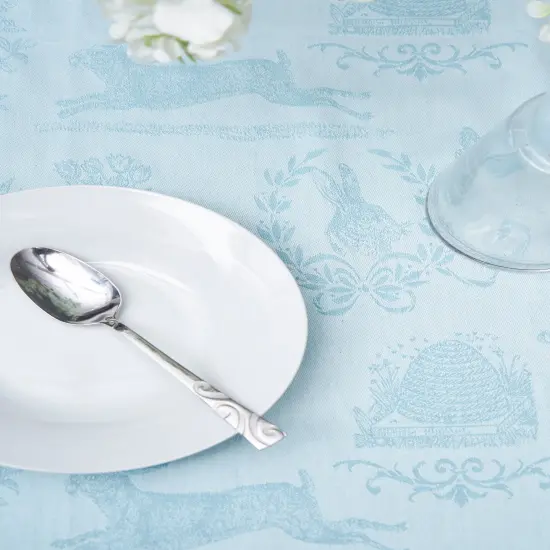 Bunny Rabbit Blue Jacquard Easter Tablecloth Topper 54" x 54" {3}