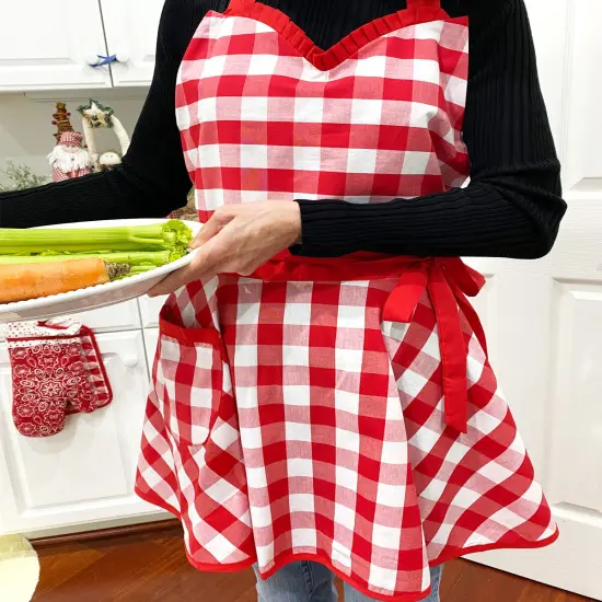 Wrapables Adjustable Flirty Hostess Apron, Red Gingham {1}