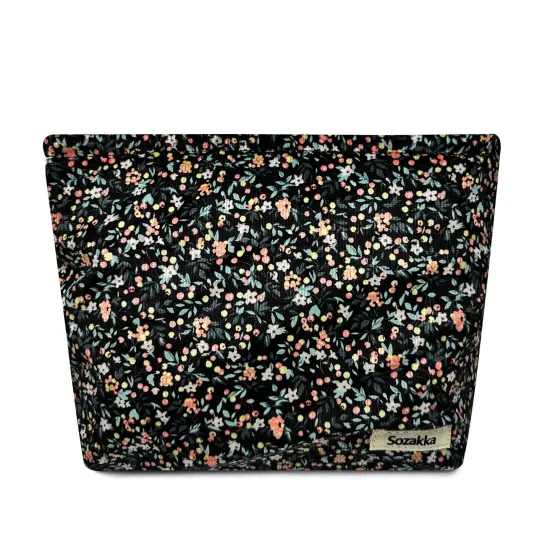 Wrapables Cosmetic Pouch, Makeup and Toiletry Travel Bag, Flowers on Black {1}
