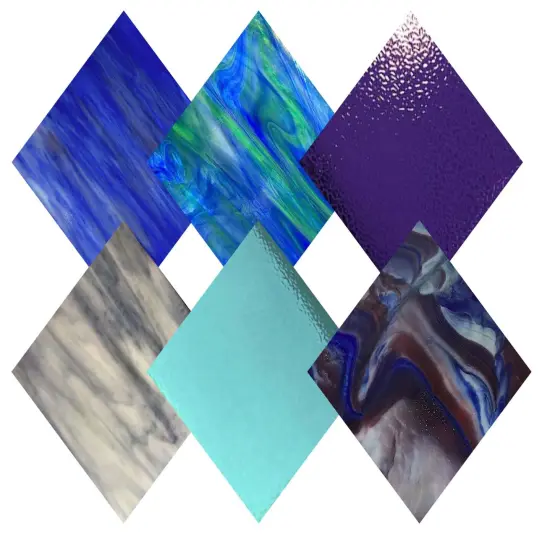 Wissmach 6 Sheet Blue Variety Stained Glass and Mosaic Glass {2}