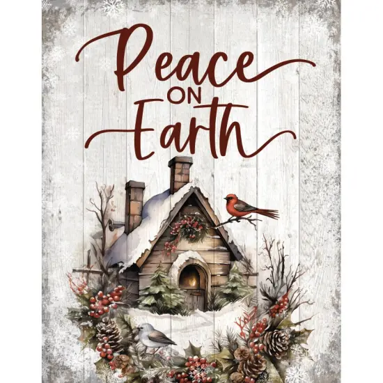 Peace On Earth Timberland Wood Plaque Wall Art - 11.75 inches x 15 inches {1}