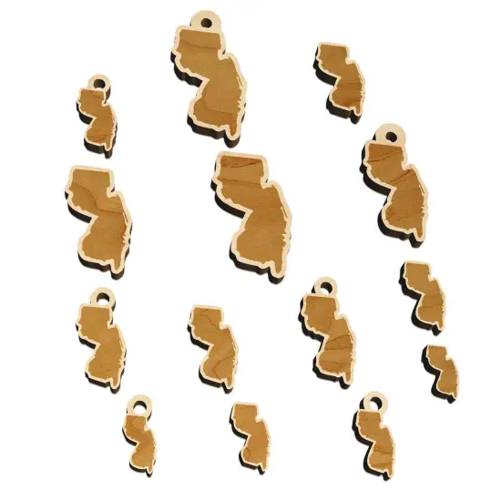 New Jersey State Silhouette Mini Wood Shape Charms Jewelry DIY Craft {7}