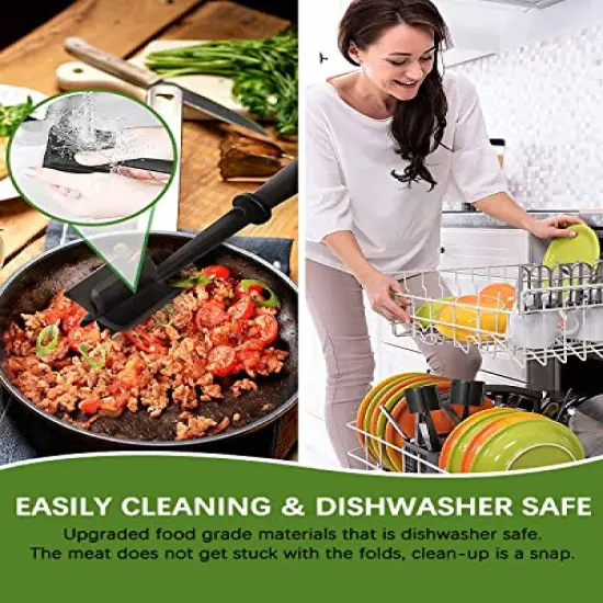 Meat Chopper, Heat Resistant Meat Masher for Hamburger Meat, Ground Beef Smasher, Nylon Hamburger Chopper Utensil, Ground Meat Chopper, Non Stick Mix Chopper, Mix and Chop, Potato Masher Tool {4}