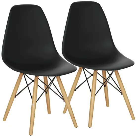 Set of 2 Mid Century Modern DSW Dining Side Chair Black {3}