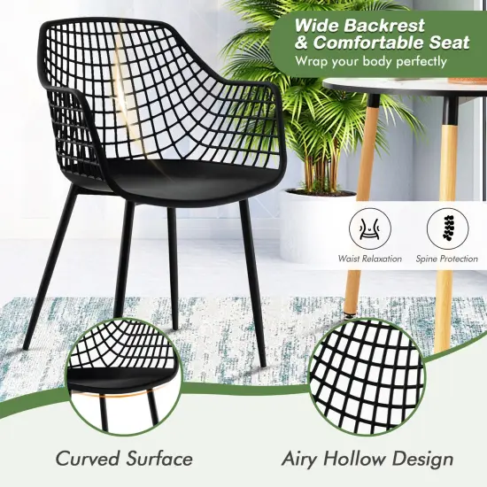 Set of 4 Heavy Duty Modern Dining Chair with Airy Hollow Backrest {3}