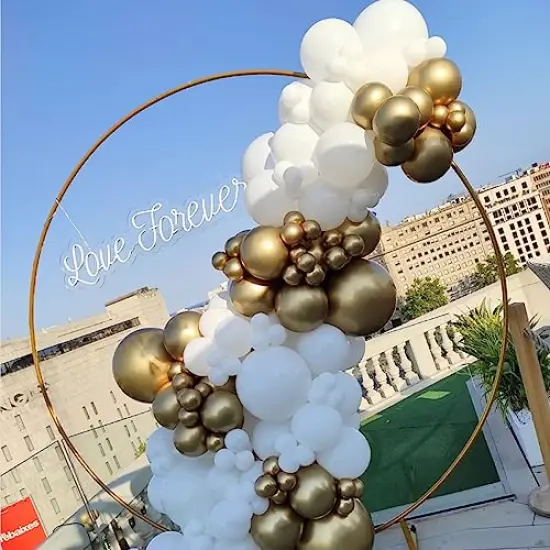 50 Pieces White and Gold Confetti Latex Balloons, 12 inch gold and white Party Balloons with Ribbons for Birthday Graduation Wedding Bridal Shower Party Decoration {3}