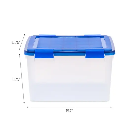 IRIS USA 4Pack 46.6qt WEATHERPRO Airtight Plastic Storage Bin with Lid and Seal and Secure Latching Buckles {6}