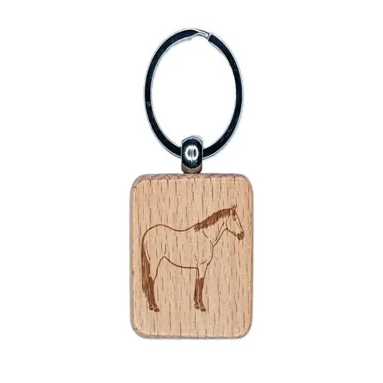 American Quarter Horse Buckskin Engraved Wood Square Keychain Tag Charm {1}