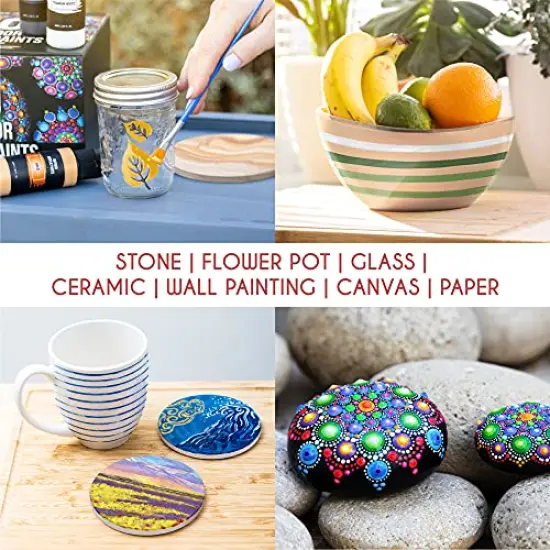 Outdoor acrylic paint set (2 fl oz)- 20 Tubes 2 with Glow in the Dark Effect - Art supplies for Adults - For multiple use- Woods, Leather, Metal & Fabric Paint & Paint for rocks Outdoor/Craft paint {4}