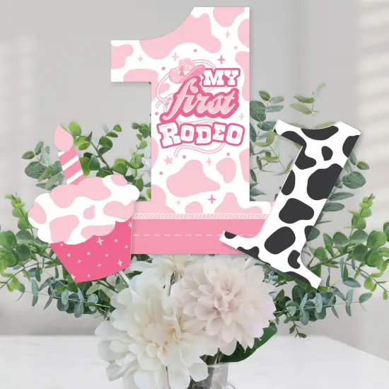 Big Dot of Happiness Pink First Rodeo - Cowgirl 1st Birthday Party Centerpiece Sticks - Table Toppers - Set of 15 {1}