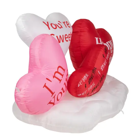 Northlight LED Lighted Inflatable Valentine's Day Conversation Hearts Outdoor Decoration - 5' Red {4}