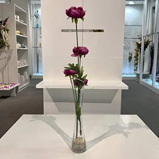 Bud Vase, Width 3", Height 15.75", Clear Tall Slant Cut Opening Gathering Concaved Glass Floral Container Centerpiece for Wedding Party Event Home Office Decor, 1 Piece {5}