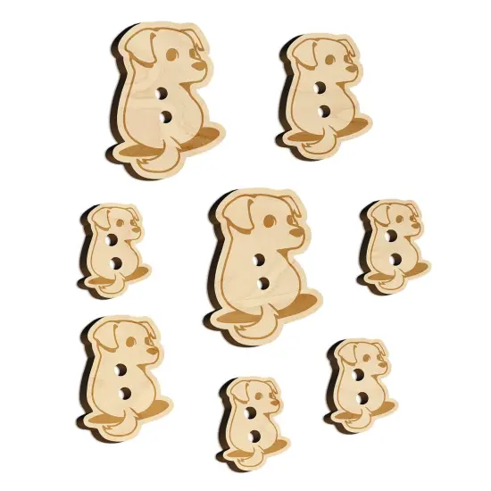 Cute Puppy Looking Back Wood Buttons for Sewing Knitting Crochet DIY Craft {7}