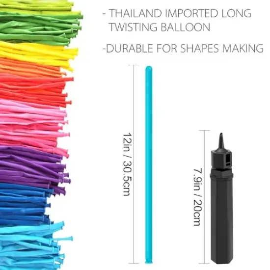 260 Pieces N Balloons Kit for Balloon Animals with 2 Pumps, Professional Long Balloons to Make Animal for Birthday Party Clowns Wedding Decorations 100 Pcs {1}