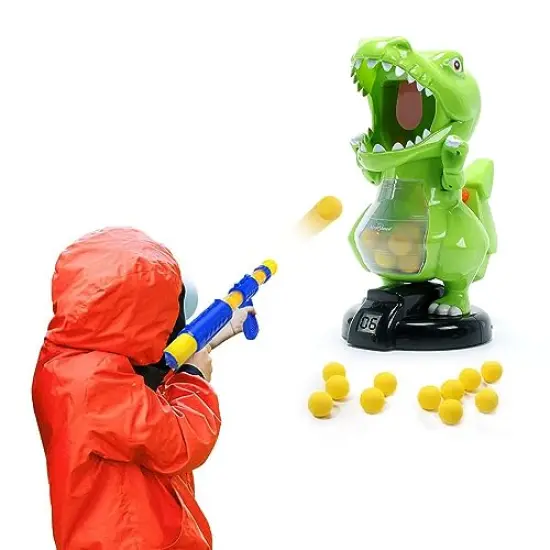 Dinosaur Shooting Toys for Boys 5 6 7 8 9 Years Old, Electronic Kids Target Games w/ Air Pump Gun, LCD Score Record, Sound, 24 Foam Balls, Birthday Party Favor,Christmas Gifts for Toddlers {2}