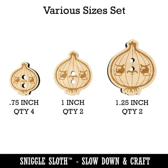 Cute Kawaii Sad Crying Onion Wood Buttons for Sewing Knitting Crochet DIY Craft {1}