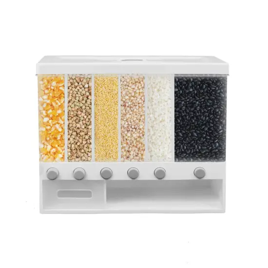 6 Grids Wall Mounted Rice Grain Dry Food Storage Container {1}