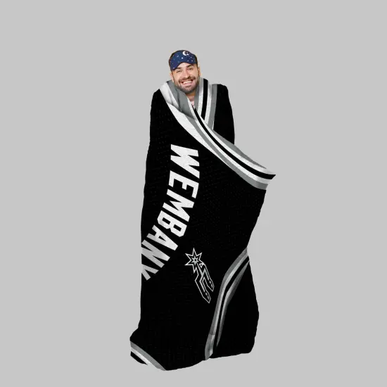 Sleep Squad San Antonio Spurs Victor Wembanyama 60” x 80” Raschel Plush Jersey Basketball Blanket {2}