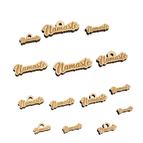 Namaste Script Font Mini Wood Shape Charms Jewelry DIY Craft {7}