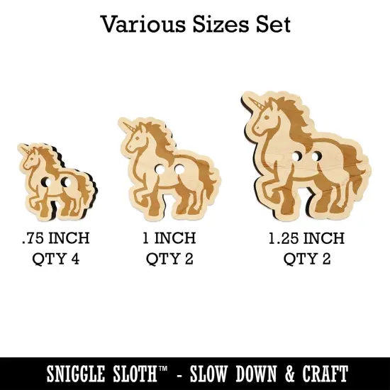 Elegant Majestic Mythical Unicorn Wood Buttons for Sewing Knitting Crochet DIY Craft {1}