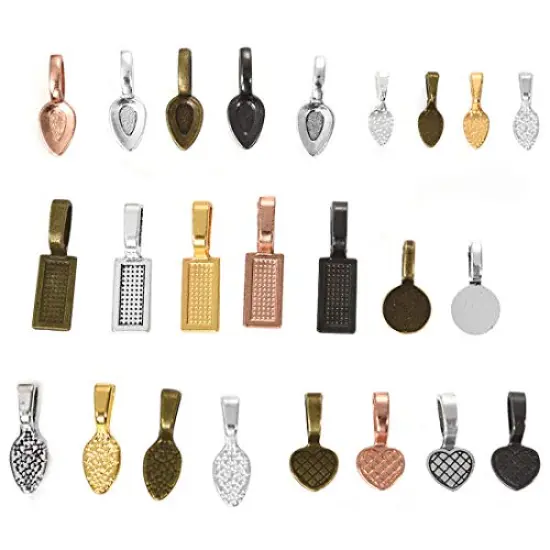 120 Pieces Glue on Bails for Pendants Jewelry Making Necklace Earring Bail Scrabble Making Supplies Glass Cabochon Tiles Pendant {1}