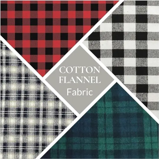 FabricLA 100% Cotton Flannel Fabric - 58/60" Inches (150 CM) - Cotton Tartan Flannel Fabric - Use as Blanket, PJ, Shirt, Cloth Flannel Craft - Blue Flannel Plaid, 1 Yard {3}