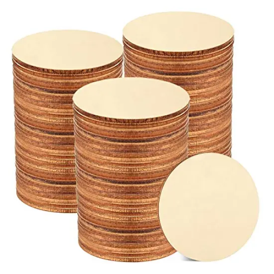 100 Pieces 3 Inch Unfinished Wooden Circles Blank Natural Round Wood Slices Wooden Cutout Tiles for DIY Crafts Home Decoration Painting Staining {1}